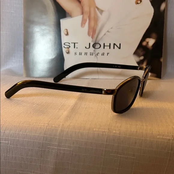 St. John Classic Black Sunglasses with silver accents. S-527 BLK - Picture 1 of 5